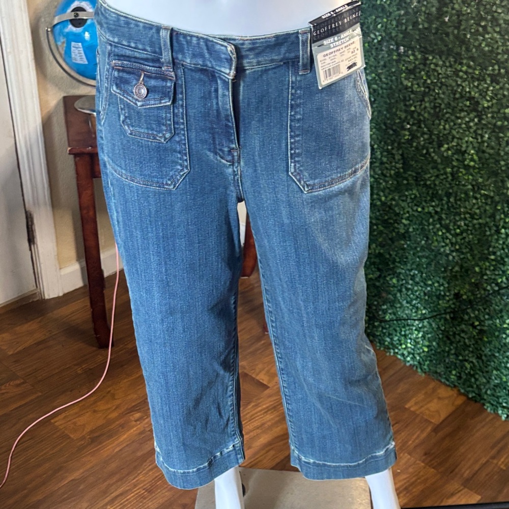 Geoffrey Beene Blue Cropped Straight-Leg Jeans